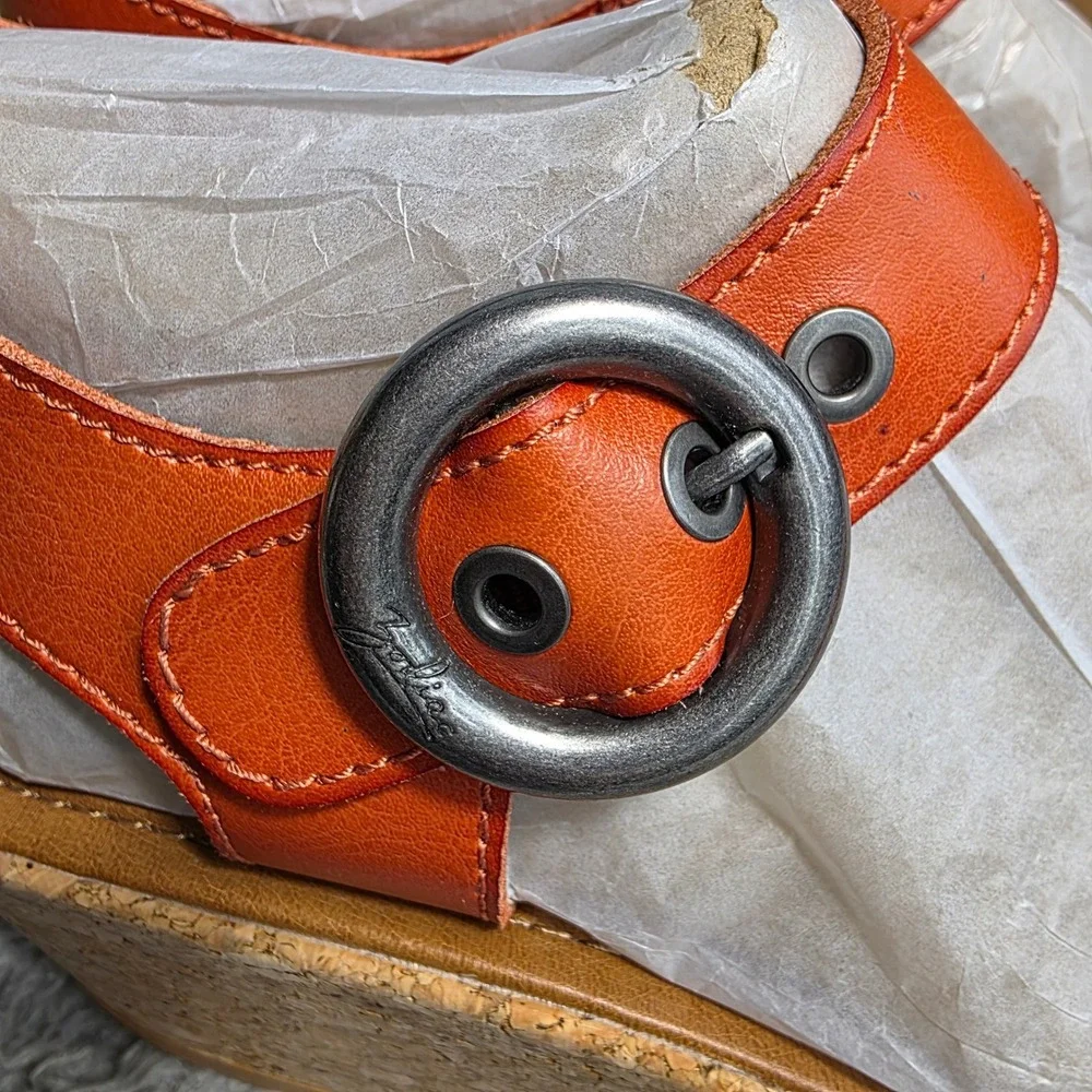 Zodiac Glory Rust‎ Orange Cork Platform Wedge Sandals Womens 11 M NEW